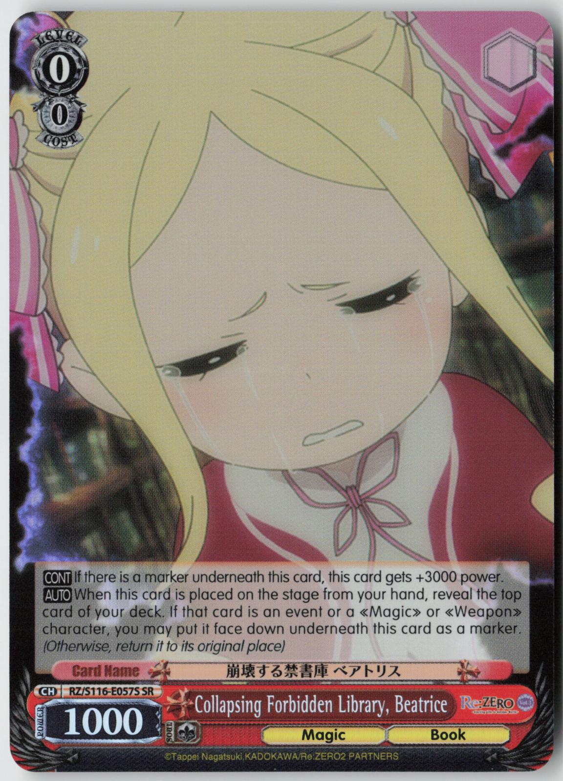 Collapsing Forbidden Library, Beatrice (SR) RZ/S116-E057S Re:ZERO Vol.3 NM